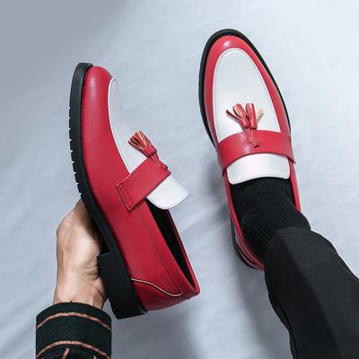 New Designer Pointed Mixed Colors Tassels Wedding Formal Leather Shoes For Men Casual Platform Loafers Homecoming Dress Footwear