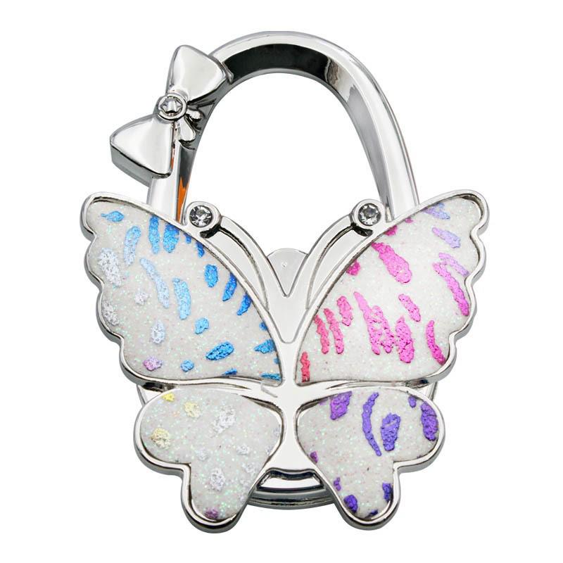 Large Matte Butterfly Hanging Bag Hook - Foldable Women's Bag Buckle & Portable Table Edge Hook for Luggage Accessories.
