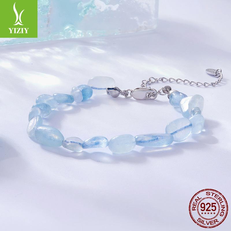 Blue Crystal Bracelet Women'S Niche S925 Sterling Silver Lucky Energy Bracelet Hand Jewelry