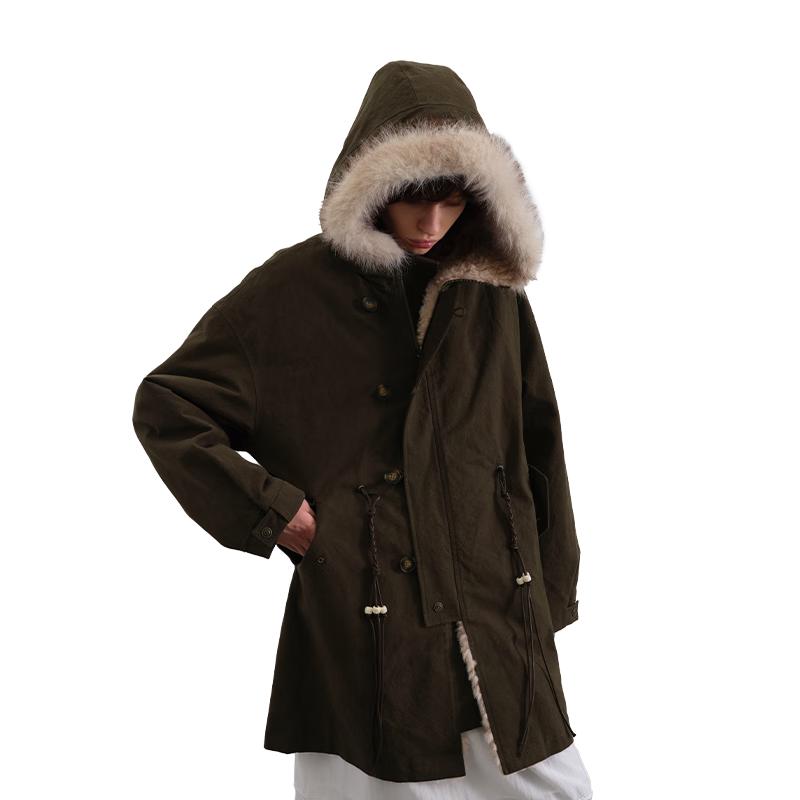 

GREEN BELT Women s Retro Patchwork Mid-Length Down Parka S