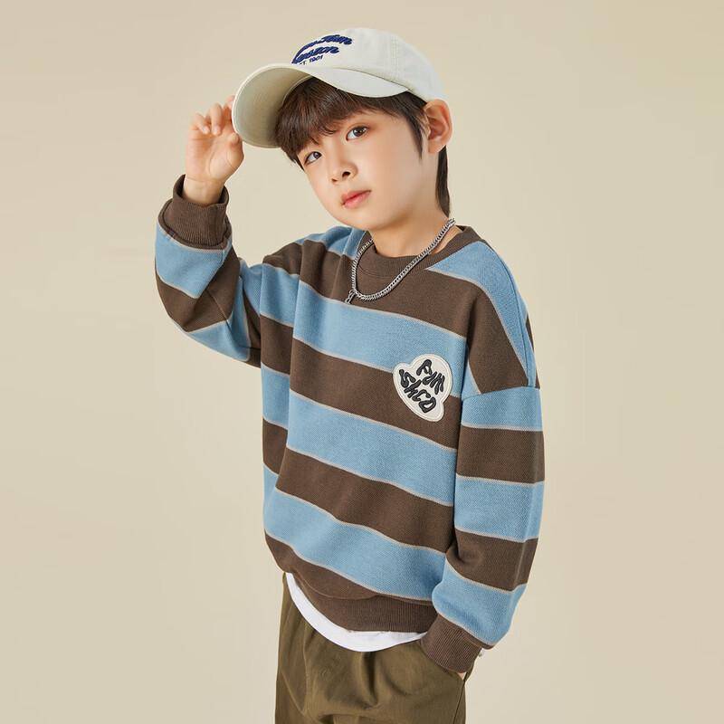 DuoduoJia Boys' Striped Pique Cotton Sweatshirt
