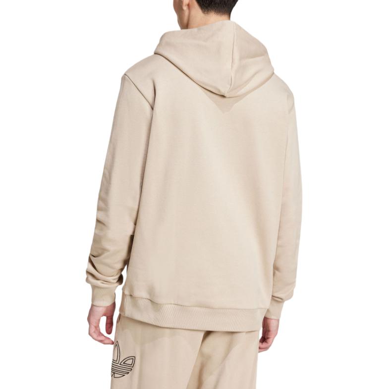 Adidas Originals Trefoil Hoodie FW24 Outline Series Fashion Comfortable Soft Hooded Sweatshirt Men Hoodies Beige JJ1505