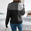 Women's Fashion Casual Contrast Plaid Long Sleeve Pullover Sweater