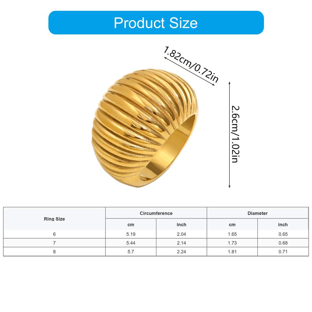 Edelstahlring mit Fettbrot-Design Chic Gold- oder Silberplattierter Edelstahlring-Anhänger für moderne Frauen