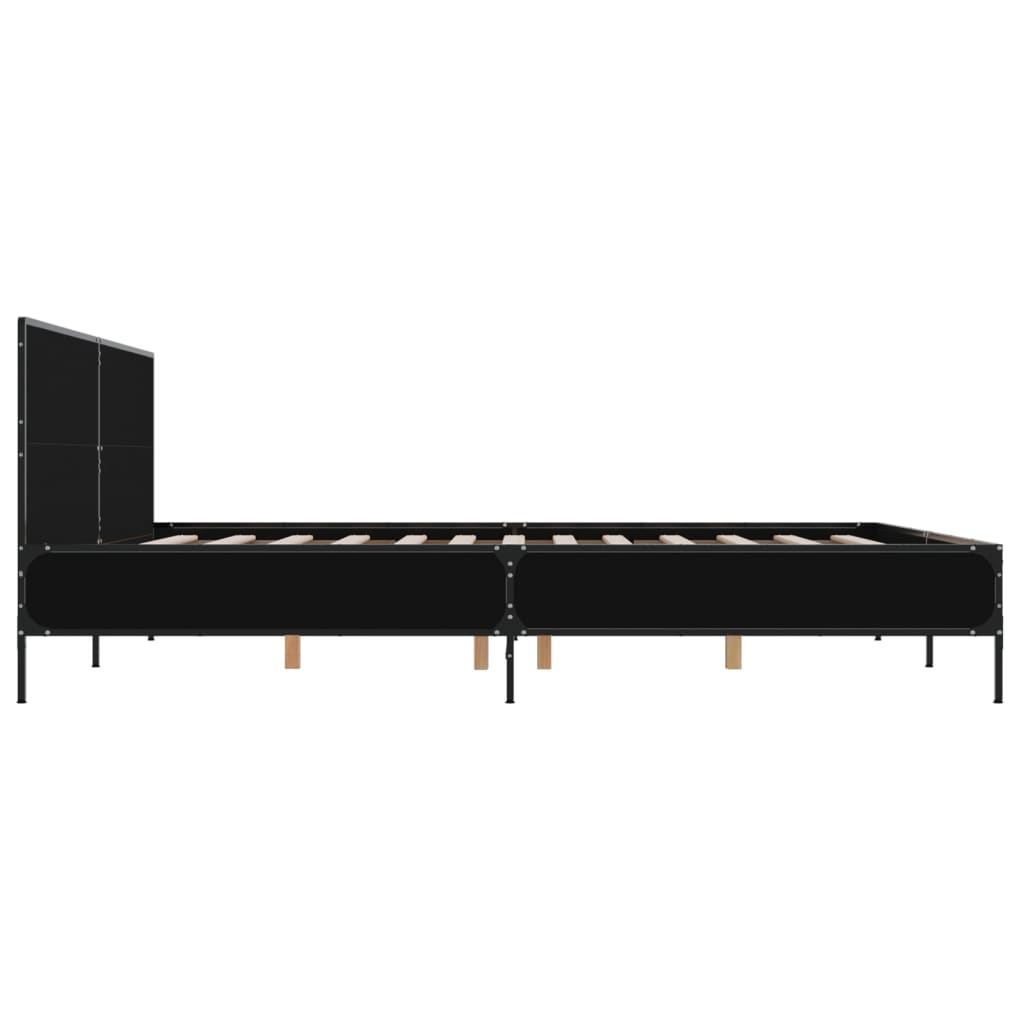 Black Bed Frame 200 x 200 cm Particleboard and Metal