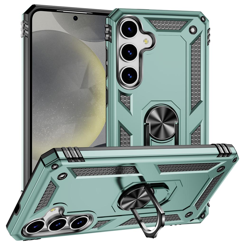 For Samsung Galaxy S25 Case PC+TPU Phone Cover with Rotary Ring Kickstand