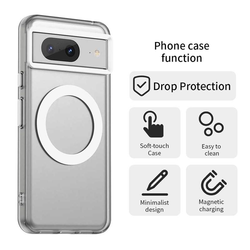Für Google Pixel 8 Hülle Abdeckung Google Pixel 8 Capas Bumper Ringförmig Magnetisch Matt Klar Kabelloses Laden Fundas Google Pixel 8