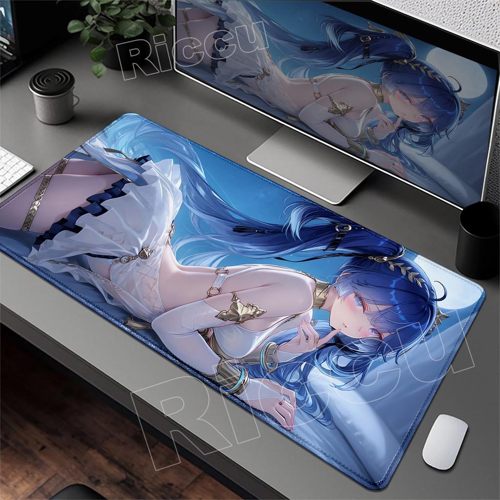 New HD Role Kawaii Luno Wuthering Waves Mouse Pad Gamer Mousepad Accessories Keyboard Mat Gaming Laptop Anime Blue Girl Desk Mat