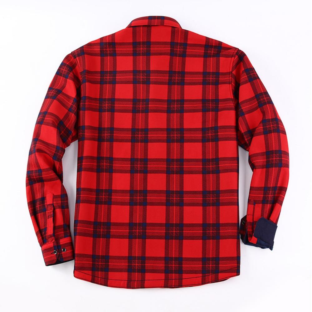 American Size Men's Shirt Long Sleeve Autumn Winter Warm Plus Fleece Thickened Plaid Large Size Fashion Free Iron