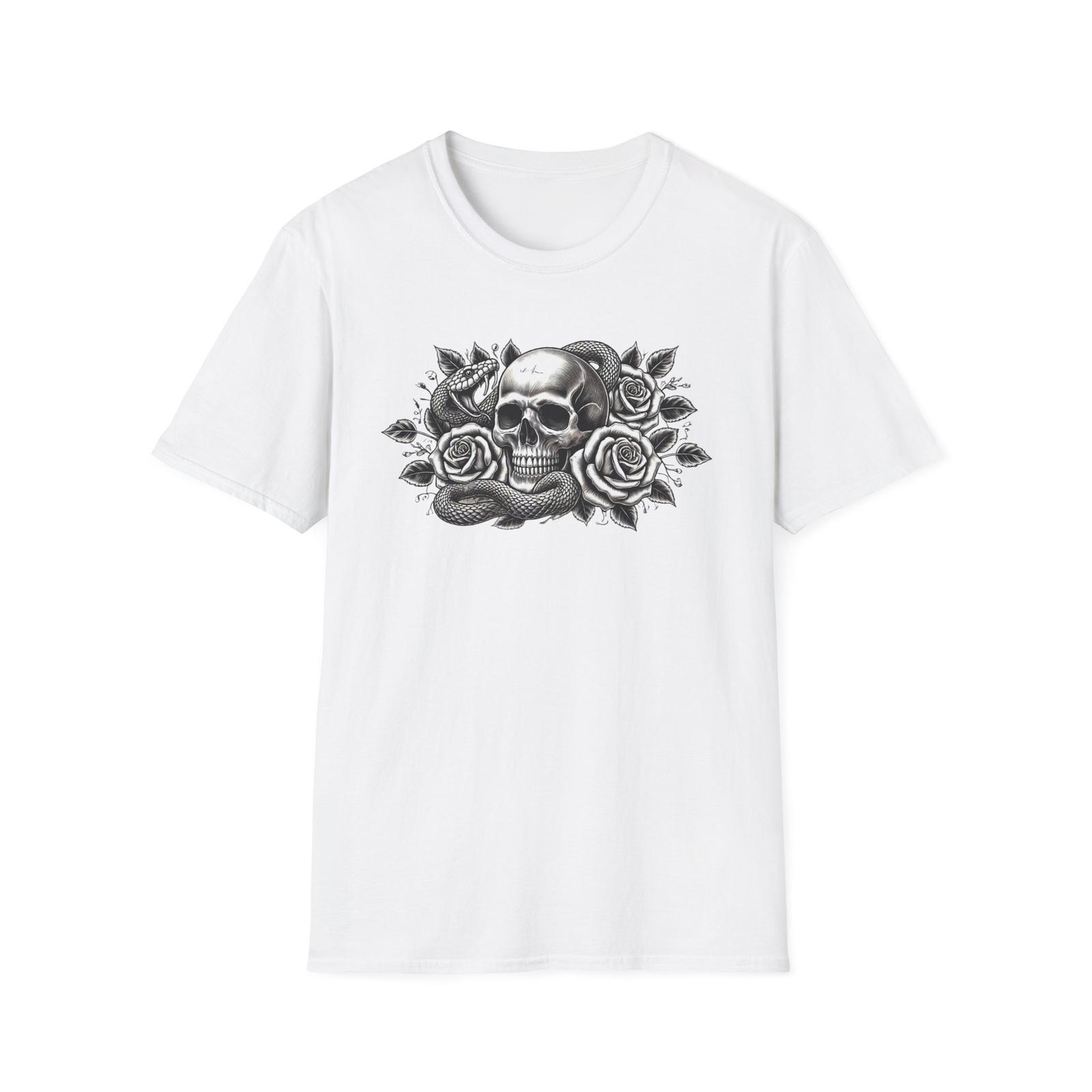 Skull Rose & Snake Unisex Softstyle T-Shirt S