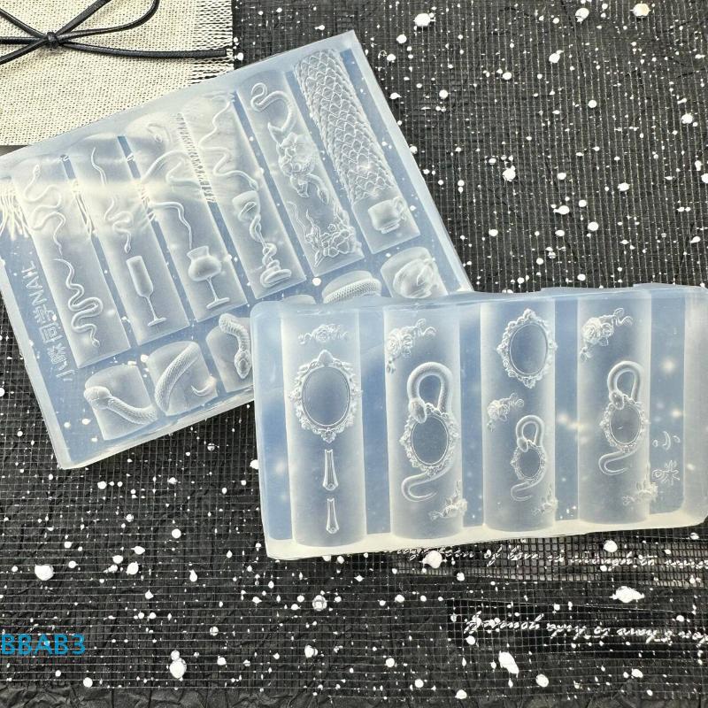 3D Snake Silicone Mold Nail Art Decoration DIY Rose Flower Design Transparent Nail Templates Manicure Design Tool Jewelry Crafts