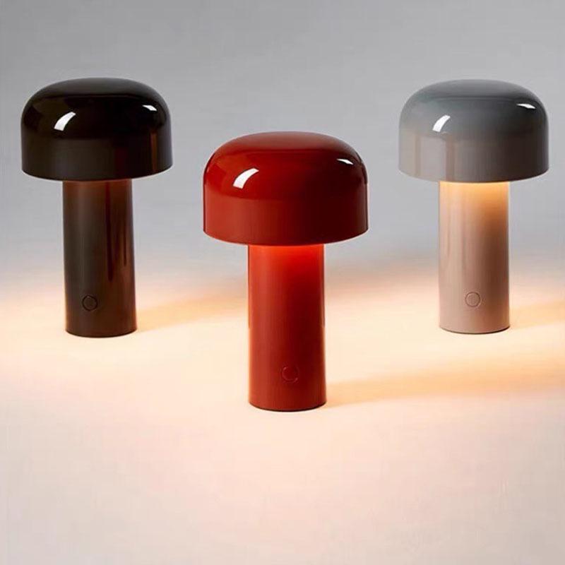 Italian Mushroom Table Lamp: Nordic Rechargeable Night Light for Restaurant, Bar, or Bedside Atmosphere.