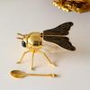 1 ud. Abeja Negra Acentos Dorados Tapa Tarro de Miel Azucarero Decorativo Forma de Animal Adorno de Mesa Decoración Escritorio Hogar Suministros