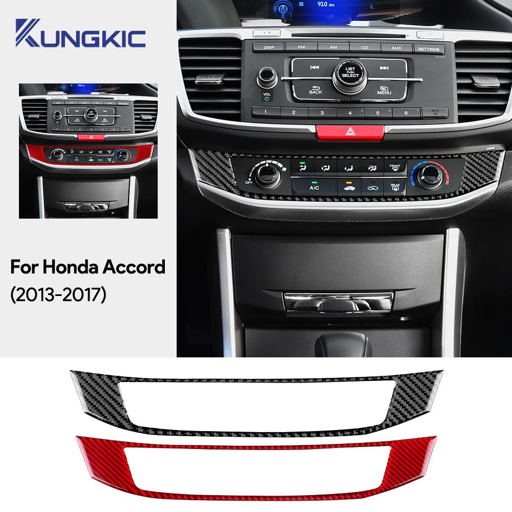 For Honda Accord 2013 2014 2015 2016 2017 Real Soft Carbon Fiber Sticker LHD RHD Car Air Conditioner Switch Interior Accessories