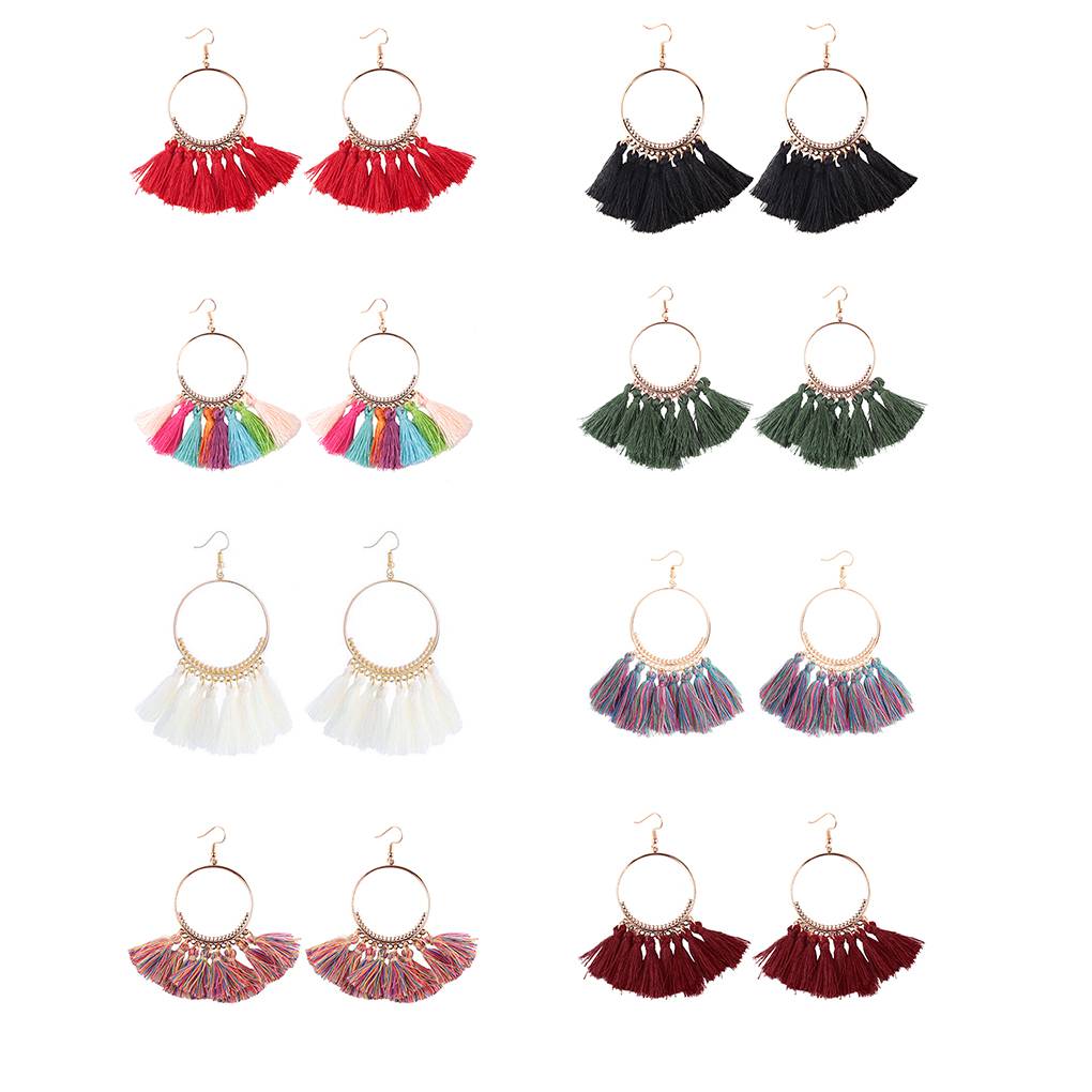 Fashion Women Bohemian Dangle Long Tassel Thread Drop Ear Earrings Stud Jewelry