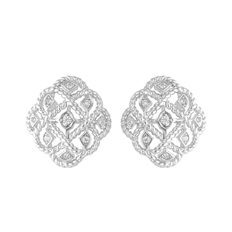 

Huitan Luxury Twist Rope Design Women Hollow Stud Earrings Gold Color/Copper Color Fashion Party Accessories Inlaid CZ Zircon