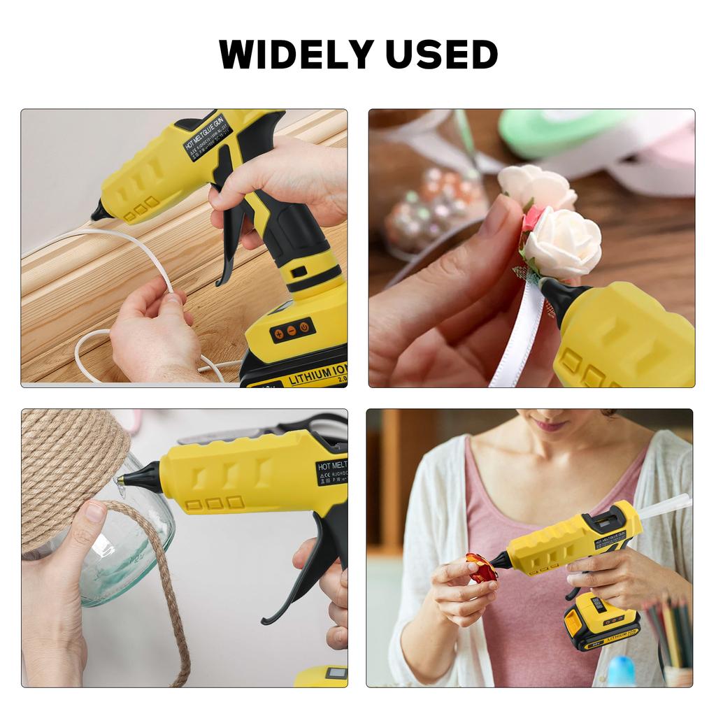 Cordless Glue Gun for Dewalt 20V Battery with Cable & 10Pcs Sticks LCD Digital Display Dual Power Supply Hot Gun Kit(No Battery)