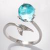 Open Ring Silver Plated Blue Crystal Mermaid Tail Adjustable Stylish Jewelry for Women
