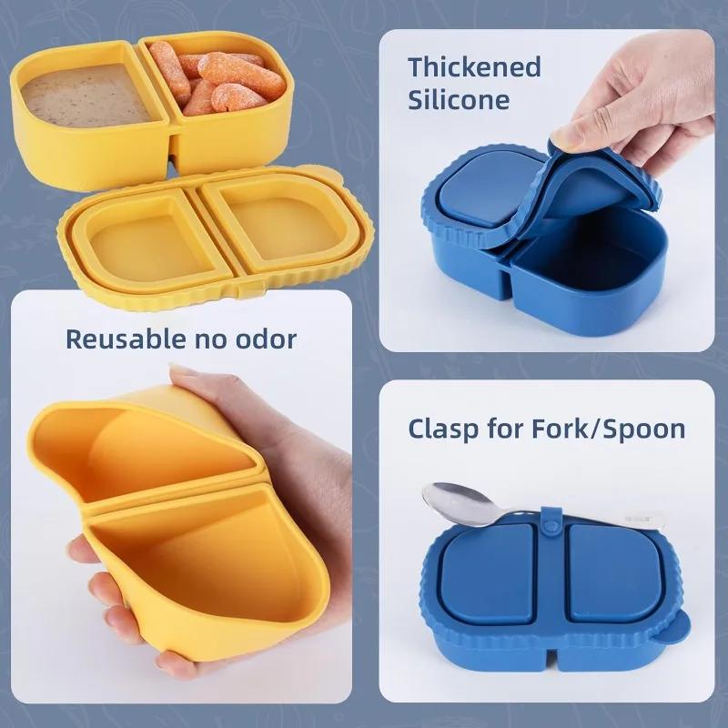Reusable Silicone Snack Containers with Lids Snackle Box Containers, Small Snackle Box for travel, picnics, or office meals