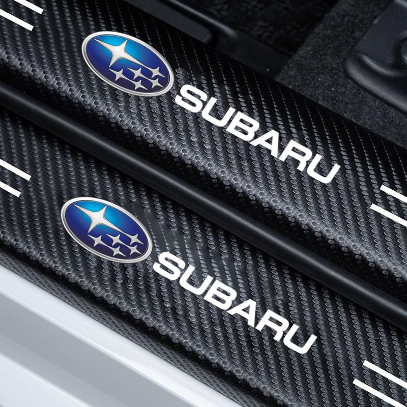 For Subaru WRX Forester Outback Crosstrek Legacy Impreza 1/4/5/8/9Pcs Car K Door Sill Scuff Plate Decor CarbonFiber Sticker