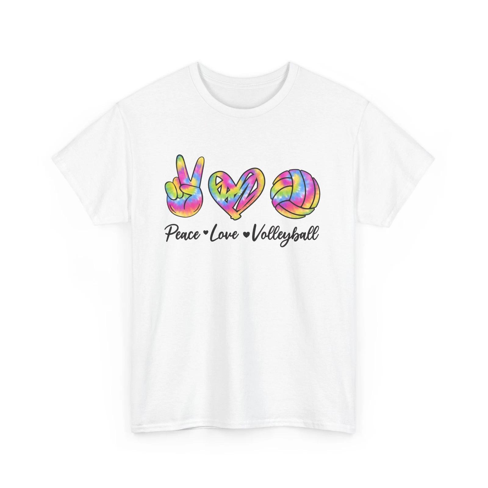 Volleyball Shirt, Peace Love Volleyball Sport Lover Volleyball Fan Tie Dye Shirt 2XL