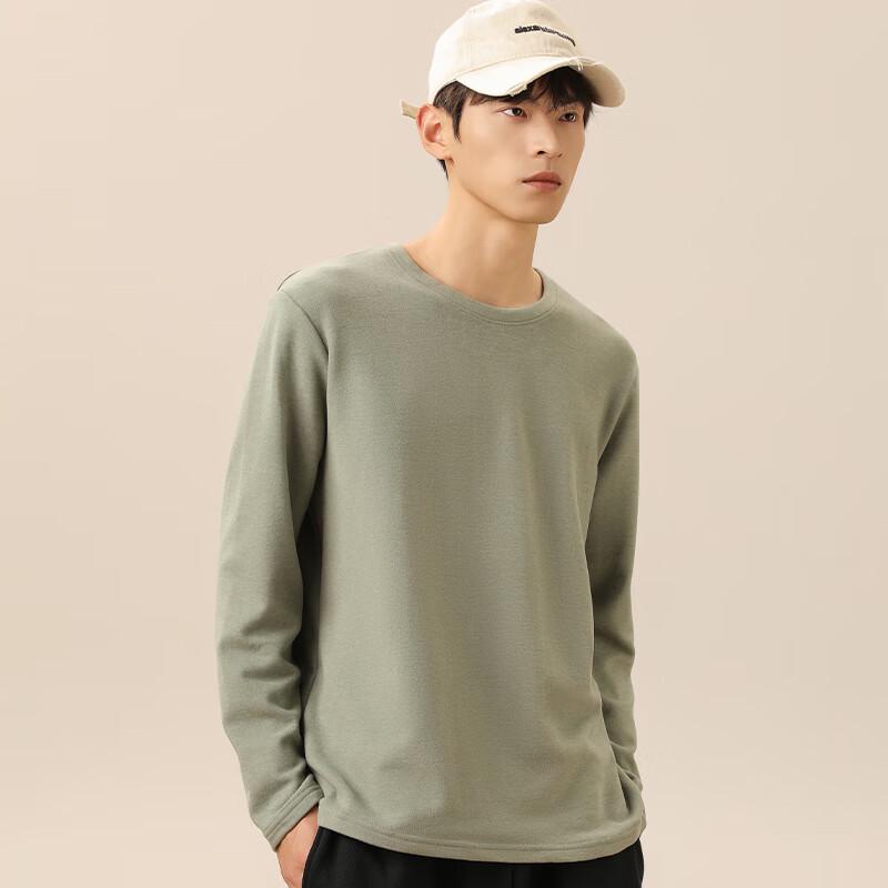 JEEP SPIRIT Men's Winter Fleece-Lined Round Neck Sweater