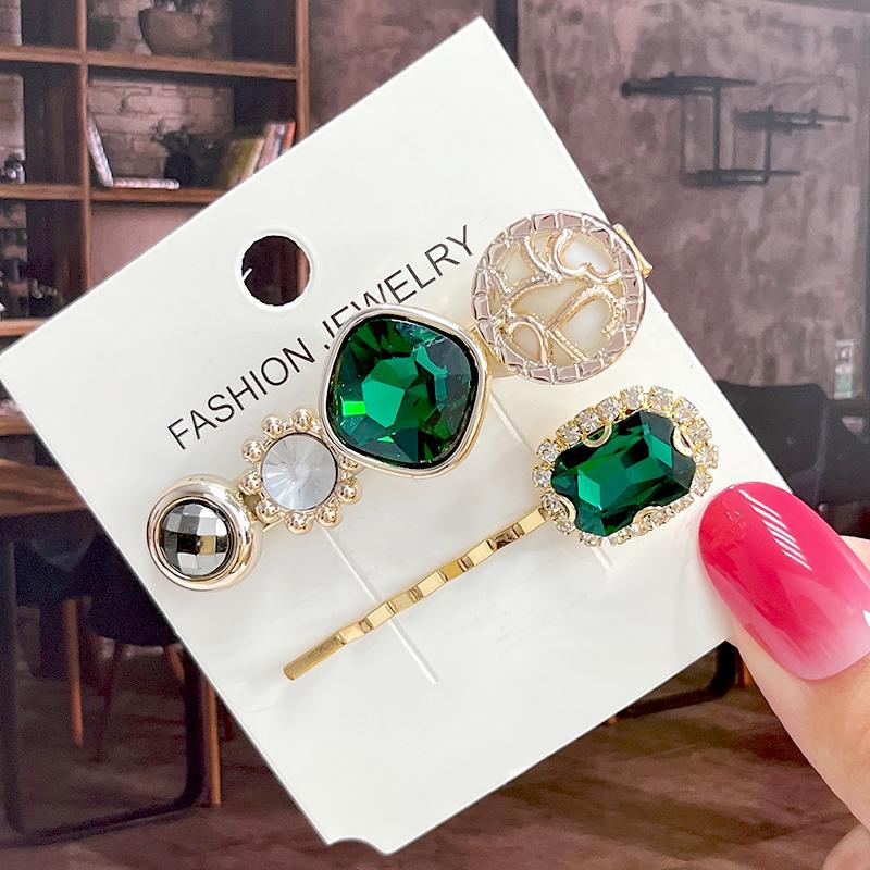 Fashion Shiny Luxury Full Crystal Pearl Women Barrettes Waterdrop Hair Clip Hairgrips Geometric Hair Accessories Korean Headwear