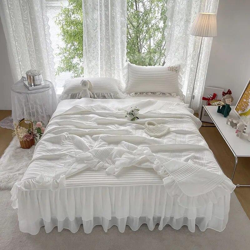 

AI WINSURE латексный охлаждающий летний комплект постельного белья 3/4 шт. покрывало с юбкой, одеяло и наволочка размера «queen-king-size» для девочек 120x200cm 47x79inch