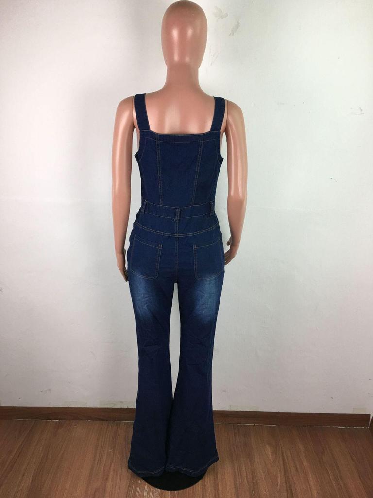 Women's European & American Fashion Casual Sexy Denim Wide-Leg Overalls