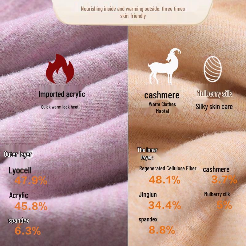 Herren- und Damen-Verdicktes Thermo-Unterwäsche-Set: Kaschmir Seide Samt Wolle für Herbst und Winter.