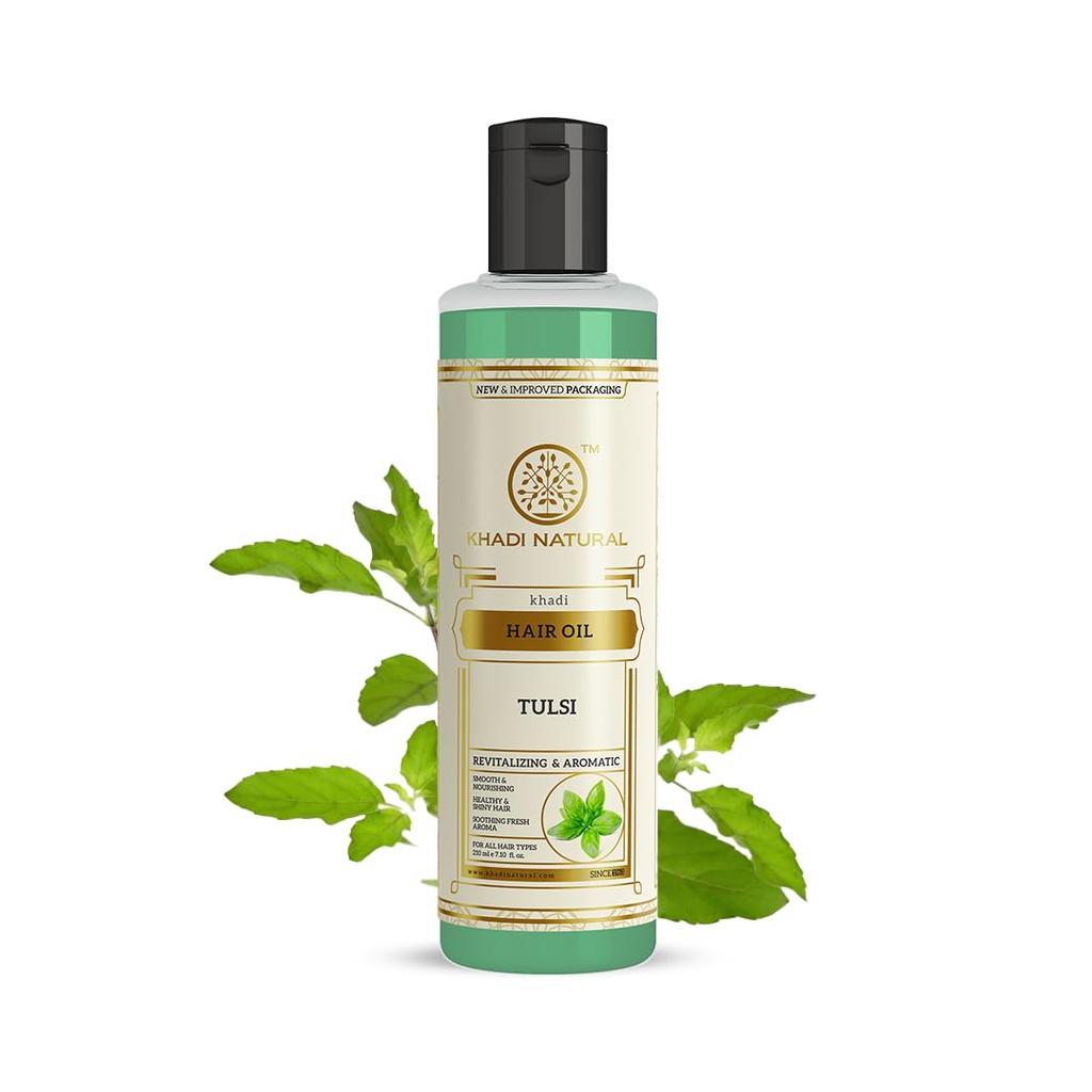 KHADI NATURAL Tulsi Herbal Hair Oil|Hair Oil For Hair Fall, 210ml