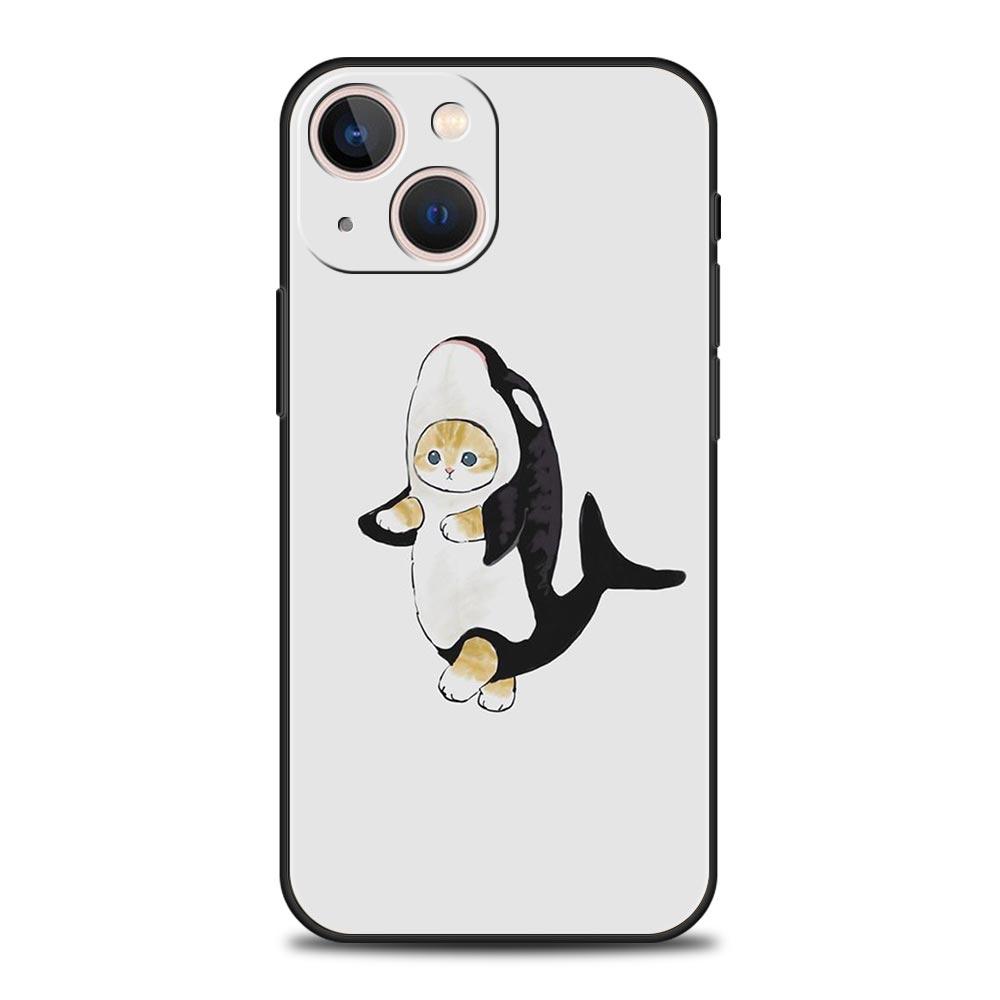 Cute Animals Cat Cartoon Phone Case For iPhone 17 16 15 Pro Max 11 12 13 14 7 8 Plus SE 2020 X XR XS Cover Soft Black