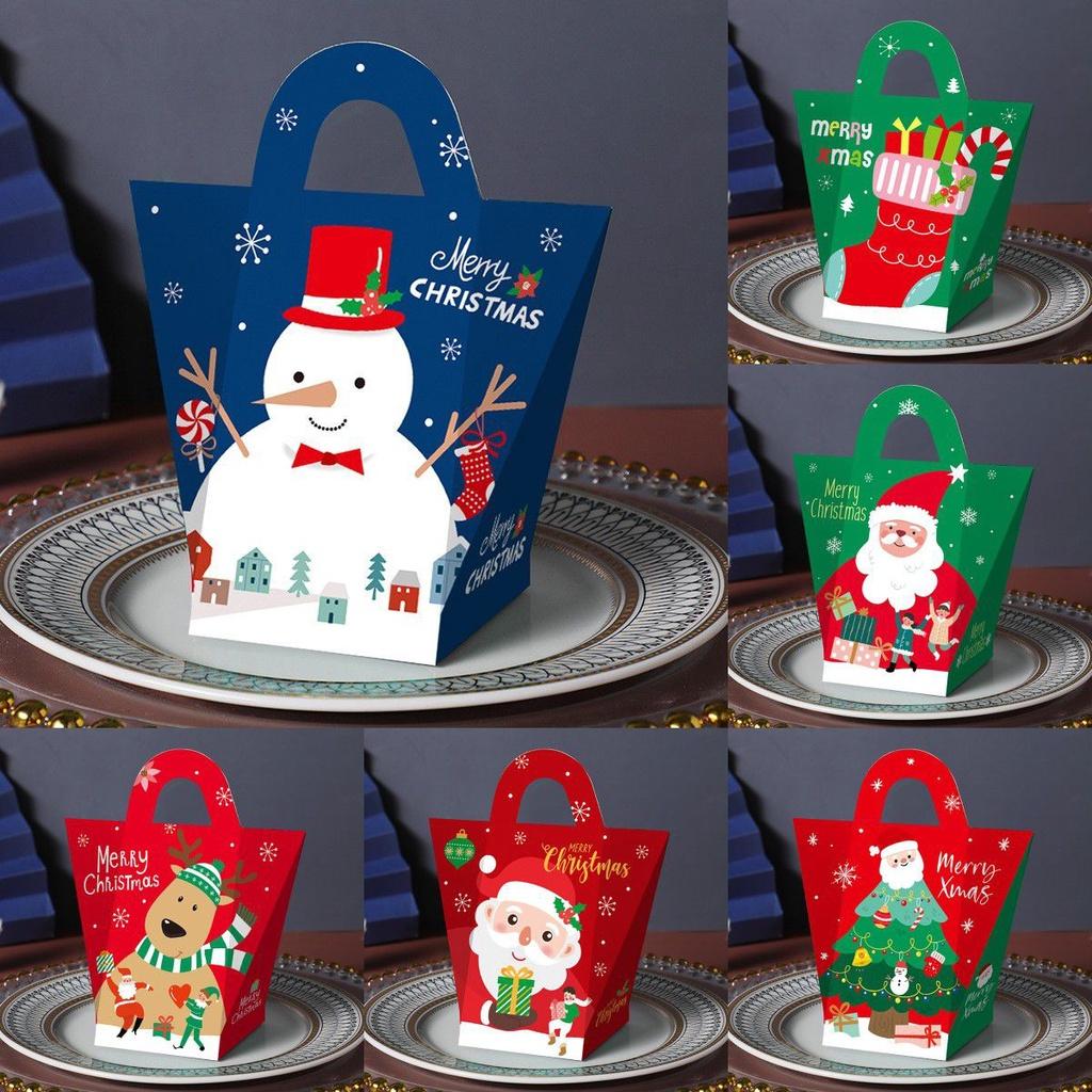 Stylish 5ps Christmas Handbag Design Party Paper Candy Gift Box