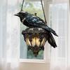 Raven On Lantern Acrylic Suncatcher Faux Stained Glass Window Wall Hanging Ornament Gothic Crow On Lamp Halloween Decor for Dark Academia Home Decor