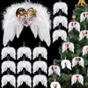 24x White Angel Wings Christmas Feather Baubles XMAS Tree Hanging Ornament Decor