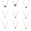 NEW 925 Silver Deep Feeling Peach Heart Necklace Pink And White Shining Square Pendant Necklace