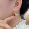 Retro Oil Dripping Rhinestone Double Heart-shaped Pendant Stud Earrings for Women Fashion Temperament Girls Jewelry