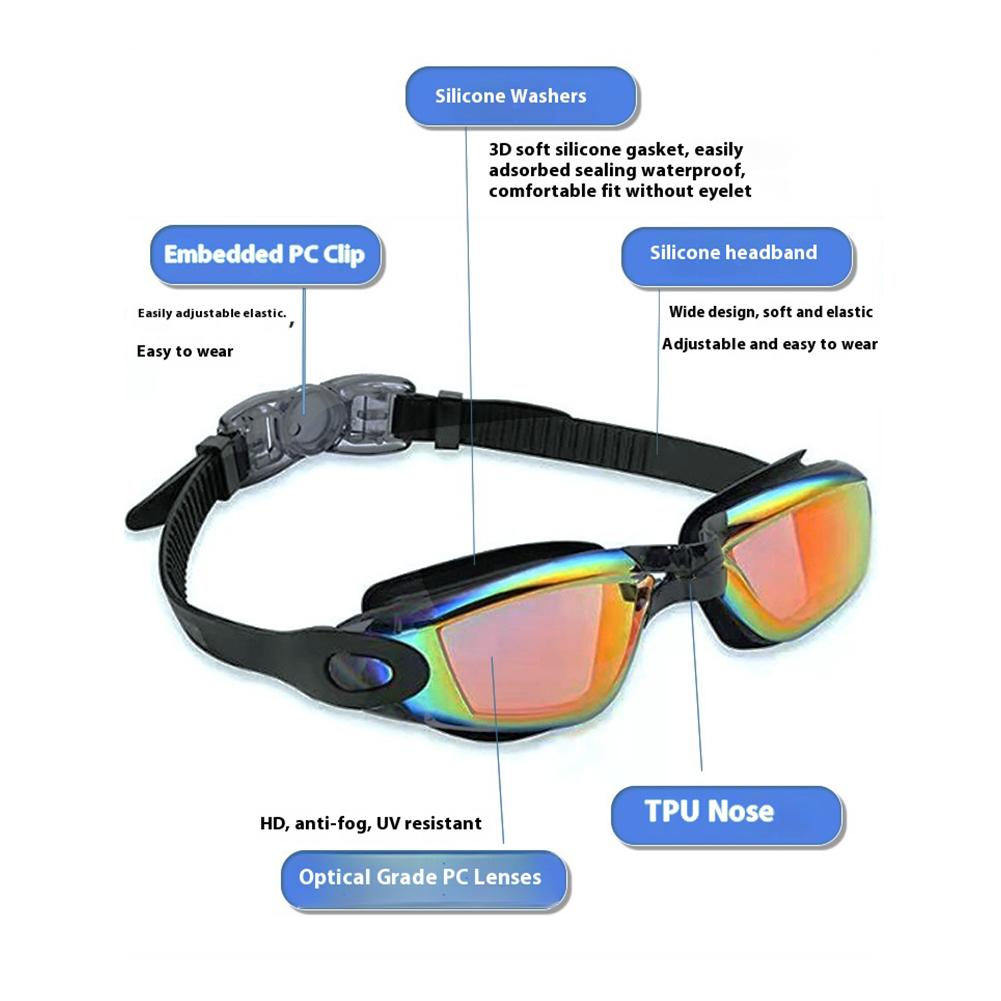 Adults Swim Goggles Anti Fog Swimming Goggles Waterproof HD Swim Glasses UV Protection Swimming Goggles for Men Women
