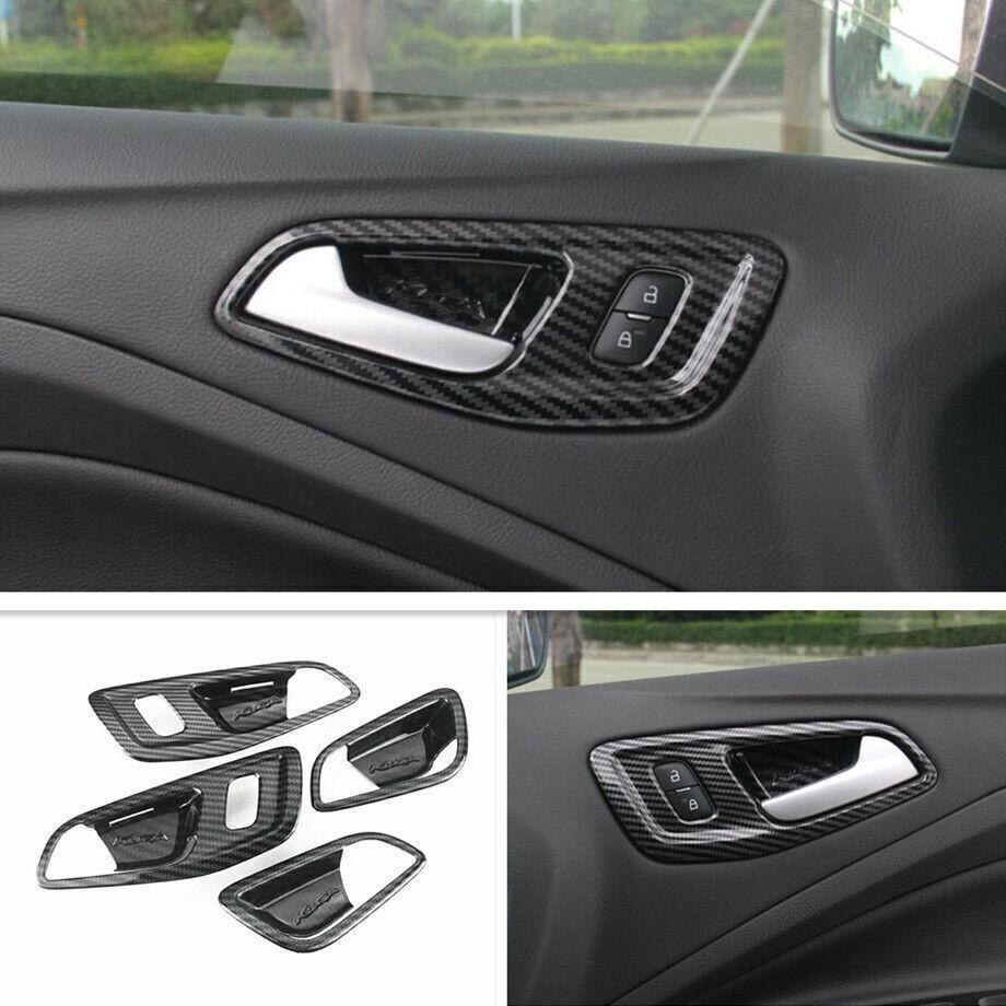 For Ford Escape Kuga 2013-2019 Carbon Fiber Car Door Handle Bowl Cover Trim 4PCS