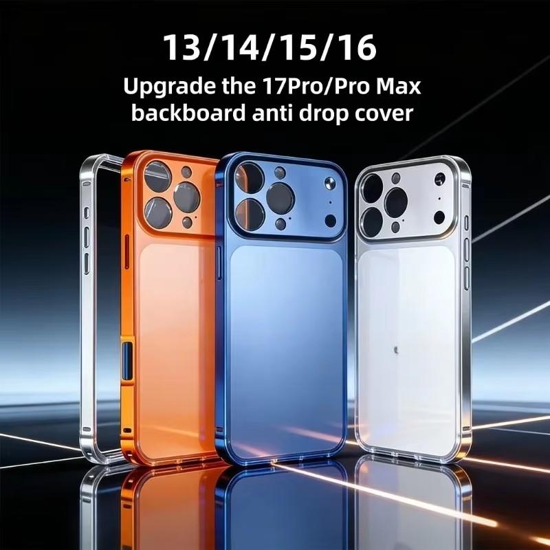 Color Alloy Frame Case For 16 13 15 14 Pro/Pro Max Instant Upgrade 17Pro/Pro Max Large Window Backplane Anti-Drop Cover