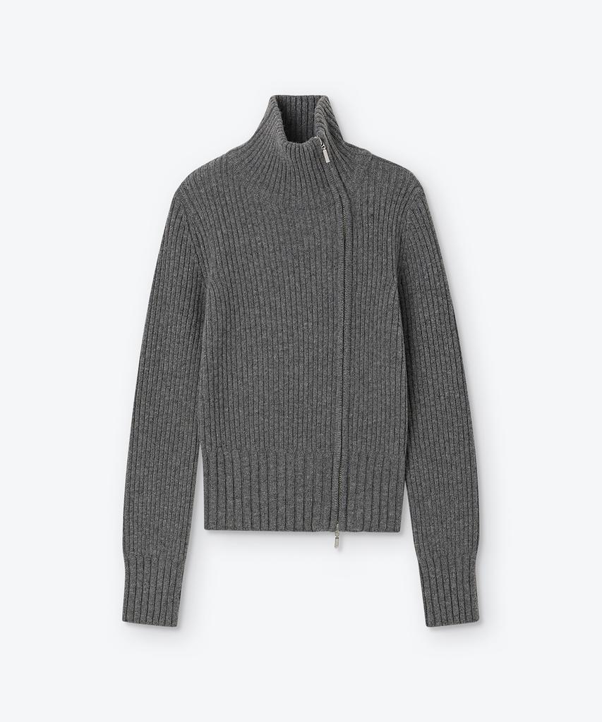 Weseuken Oblique Knit Zip Up (Charcoal)