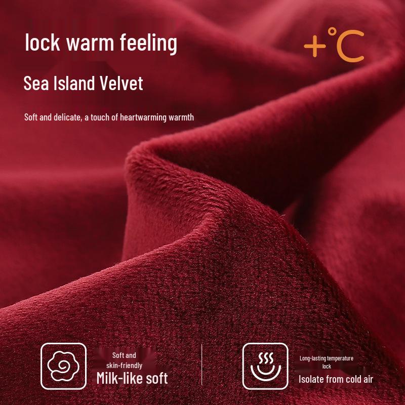 Women's Cozy Red Coral Fleece Homewear - Festive Casual Style for Autumn & Winter