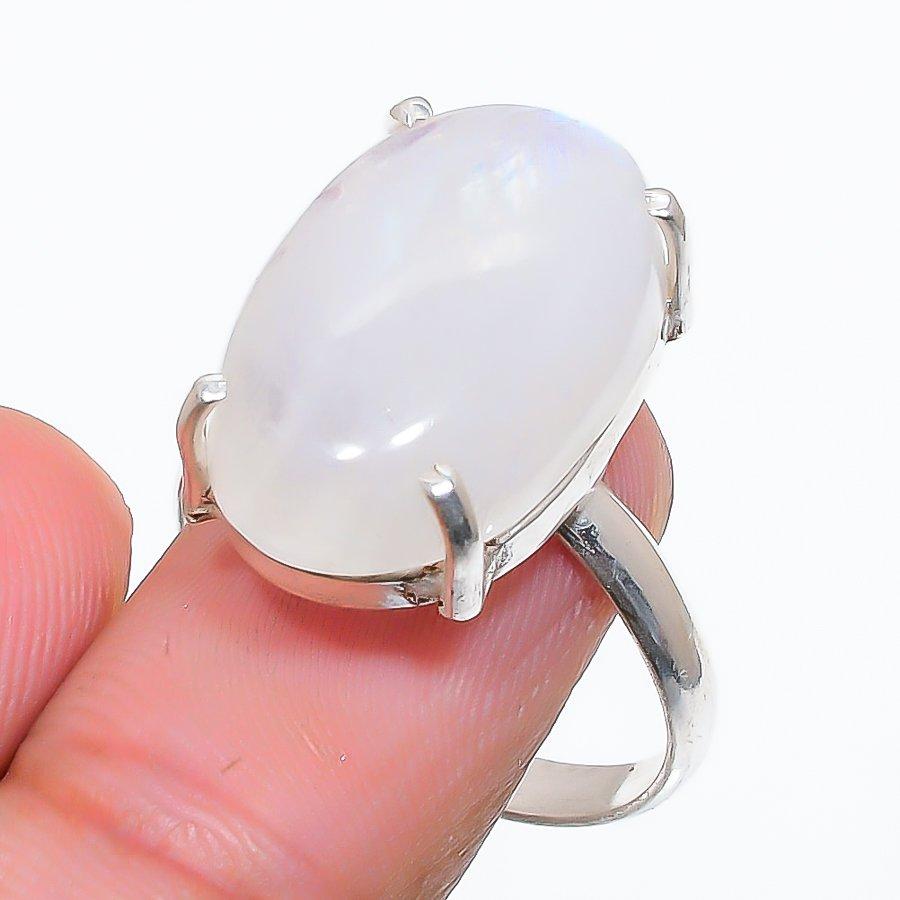 

Rainbow Moonstone Gemstone 925 Sterling Silver Jewelry Ring Size Adjustable GK-6019