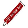 2Pcs Red White Embroidered Component Device Compact Keychain Luggage Identifier With Detachable Metal Ring For Emergency Supplies