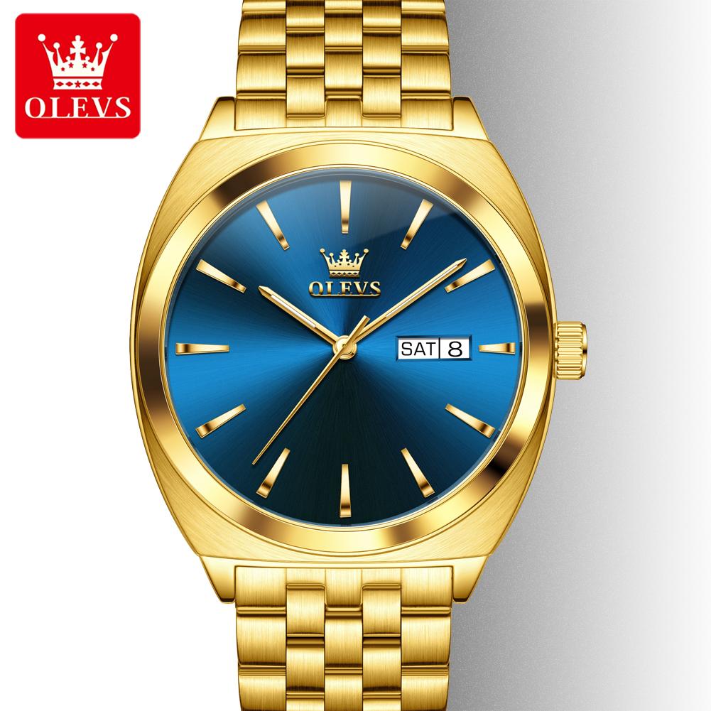 OLEVS 6730 High Quality Gents Mechanical Watch New Design Stainless Steel Band Luminous Calendar Hollow Out Business Wrist Watch