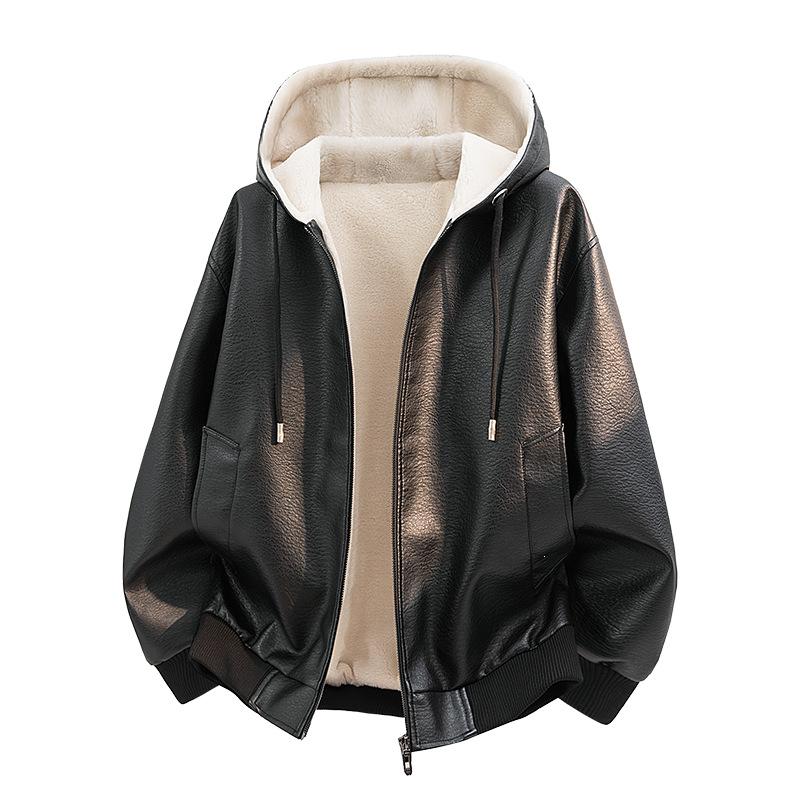 American retro men's leather jacket pu leather tooling old money wind tough loose locomotive leather jacket men's top