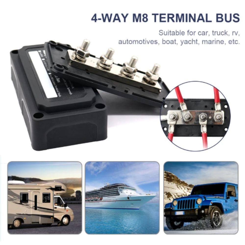 M8 Studs Bus Bar Box 4 Terminal Studs Power Distribution Block Bus Bar Busbar Box  Marine Boat