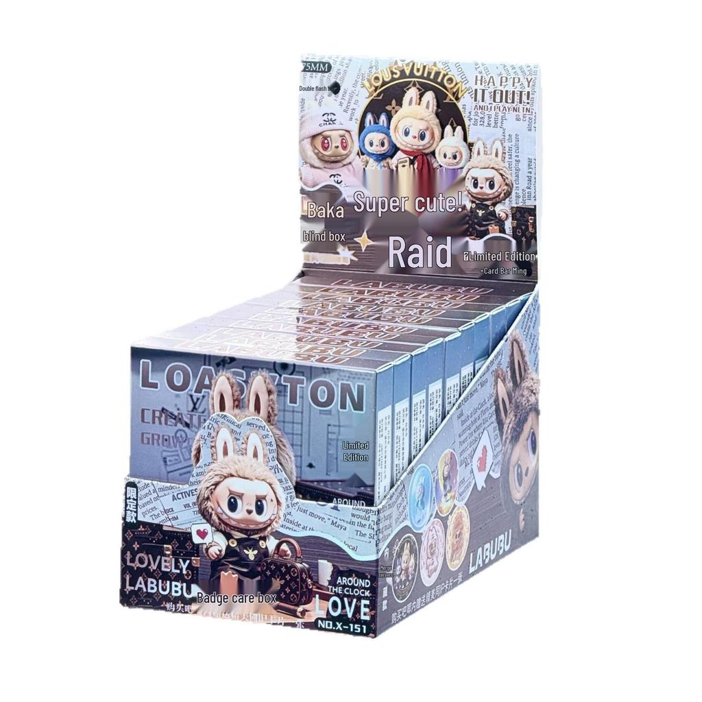 Anime LABUBU Fanmade 75MM Blind Box Button Badge - Double Flash Tinplate Laser Design