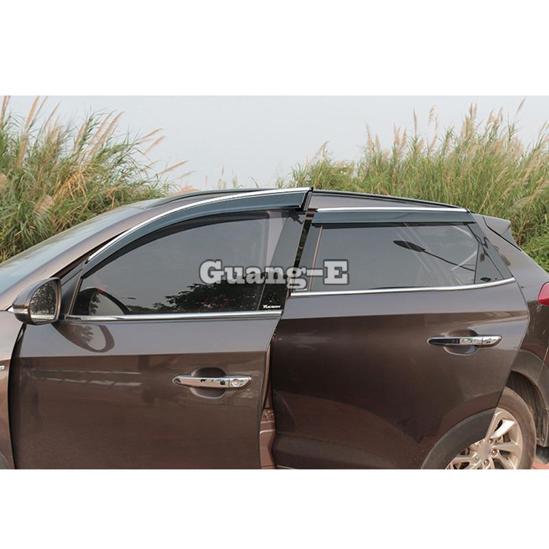 For Hyundai Tucson 2015 2016 2017 2018 Car Body Styling Cover Stick Plastic Window Glass Wind Visor Rain/Sun Guard Vent 4PCs