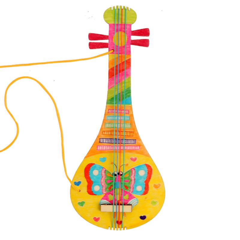 Handgefertigte Holz Kinder DIY Malerei Kritzel Gitarre Schmuck und Musikinstrument für den Kindergarten